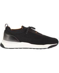 Santoni - Textile And Leather Trainers With Raised Sole - Lyst