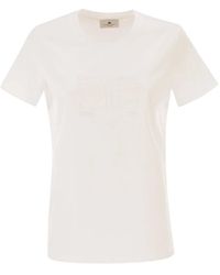 Elisabetta Franchi - Jersey T-Shirt With Embroidered Logo - Lyst