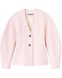Ganni - V-Neck Blazer - Lyst