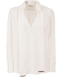 Elisabetta Franchi - Viscose Georgette Shirt With Sash - Lyst