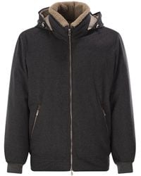 Brunello Cucinelli - Membranated Wool Flannel Down Jacket With Shearling-Lined Collar - Lyst