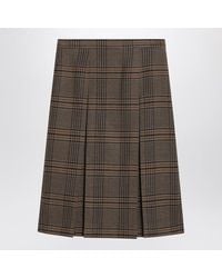 Miu Miu - Prince Of Wales Wool Midi Skirt - Lyst