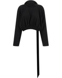 Rick Owens - 'Cropped Hooded Top' Long Sleeve Sweater - Lyst
