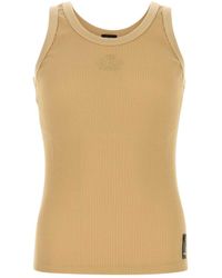 Fendi Logo Embroidered Ribbed Tank Top in Brown for Men | Lyst