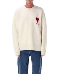 Ami Paris - Ecru Wool Sweater - Lyst