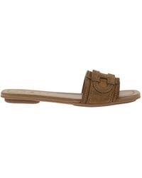 Hogan - Suede Slide Sandals With Signature H Detail - Lyst