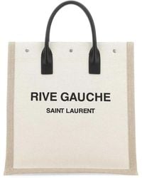 Saint Laurent - Two-Tone Canvas Rive Gauche Shopping Bag - Lyst