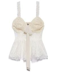 Aniye By - Ribbon Detail Ruffle Trim Lace Top - Lyst