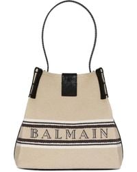 Balmain - Release Canvas And Leather Bucket Bag - Lyst