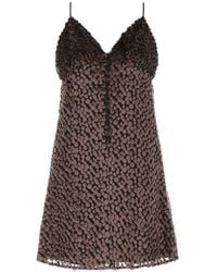 Saint Laurent - Two-Tone Velvet Mini Dress - Lyst
