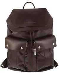 Brunello Cucinelli - Leather Backpack With Utility Pockets - Lyst