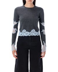 Self-Portrait - Contrast Lace Jumper - Lyst