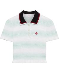 CASABLANCA - Stripe Shirred Polo Top - Lyst