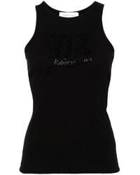 Blumarine - Logo Ribbed Cotton Tank Top - Lyst