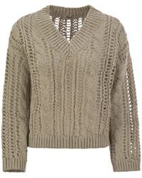 Brunello Cucinelli - Cable & Mesh Jute And Cotton Jersey - Lyst