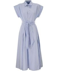 Polo Ralph Lauren - Striped Cotton Shirt Dress With Belt - Lyst