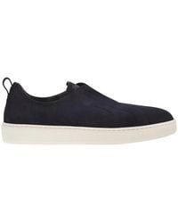 Santoni - Suede Leather Slip-On Trainers With Rubber Sole - Lyst