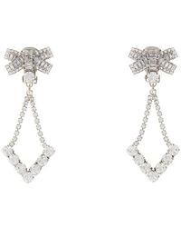 Alessandra Rich - Crystal Earrings With Bow And Pendant - Lyst