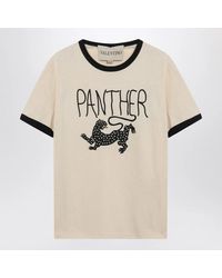 Valentino - Butter-Colored T-Shirt With Panther Print - Lyst