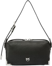 Pinko - Logo-Plaque Pebbled-Leather Shoulder Bag - Lyst