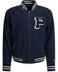 Polo Ralph Lauren - Bomber Jacket With Logo Jackets And Coats Blue - Lyst