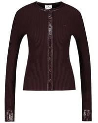 Courreges - Courregès Ribbed Knit Cardigan With Vinyl Trim - Lyst