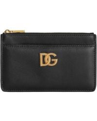 Dolce & Gabbana - Dolce & Gabbana Calfskin Card Holder With Dg Logo - Lyst