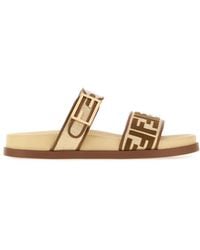 Fendi - Feel Raffia-Effect Slides - Lyst