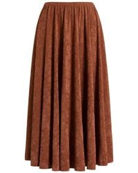 Alberta Ferretti - Triacetate Blend Gathered Midi Skirt - Lyst