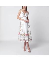FARM Rio - Ivory Floral Embroidered Midi Dress - Lyst