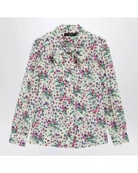Gucci - Printed Silk Shirt With Bow - Lyst
