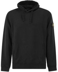 Stone Island - Cotton Hooded Sweatshirt With Compass Badge - Lyst
