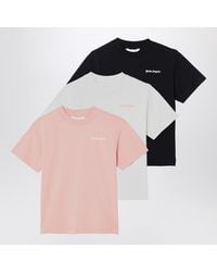 Palm Angels - Set Of Three Cotton T-Shirts With Logo - Lyst