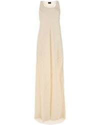 Balenciaga - Ivory Satin Long Dress - Lyst
