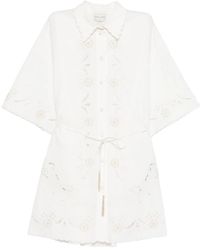 forte_forte - Embroidered Cotton Shirtdress - Lyst