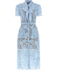Self-Portrait - Self Portrait Lace Tie Neck Midi' Dress - Lyst