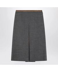Prada - Slate Wool Skirt - Lyst