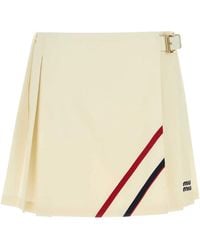Miu Miu - Plisse Wool And Mohair Skirt - Lyst