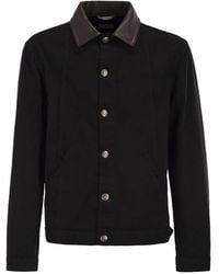 Brunello Cucinelli - Lightweight Garment-Dyed Cotton Denim Jacket With Leather Collar - Lyst