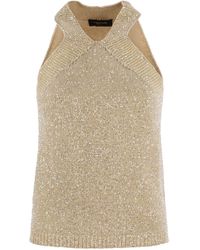 Fabiana Filippi - Cotton Knit Tank Top With Sequins - Lyst