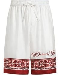 Dolce & Gabbana - Dolce & Gabbana Maiolica Print Jacquard Twill Shorts - Lyst
