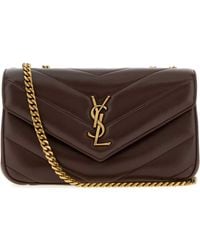 Saint Laurent - Chocolate Leather Small Loulou Shoulder Bag - Lyst