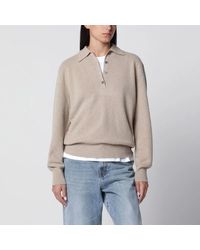 Rohe - Stone Mélange Wool And Cashmere Polo Shirt - Lyst