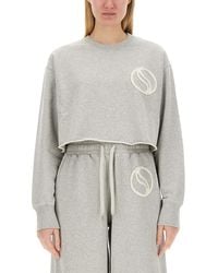 Stella McCartney - Cropped Sweatshirt With Subtle Logo - Lyst