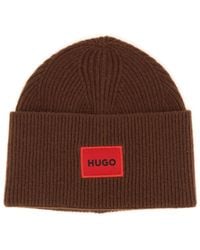 HUGO - Beanie Hat With Logo - Lyst