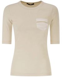 Fabiana Filippi - Stretch Cotton T-Shirt With Elegant Pocket - Lyst