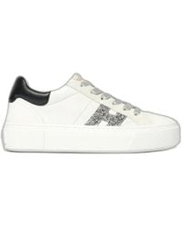Hogan - Crosswind Nappa Leather And Suede Sneakers With Glitter H Detail - Lyst
