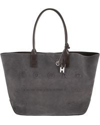 Hogan - Suede Shopping Bag With Embossed Logo - Lyst