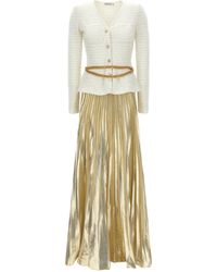 Self-Portrait - Self Portrait Long Pleated Skirt Dress - Lyst
