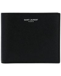 Saint Laurent - Leather Bi-Fold Wallet With Logo For - Lyst